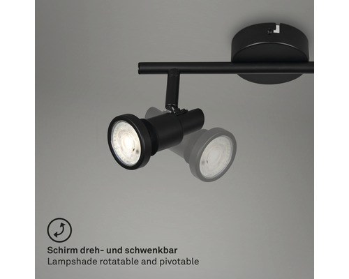 Zwarte plafondlamp met draai- en zwenkbare lampenkap