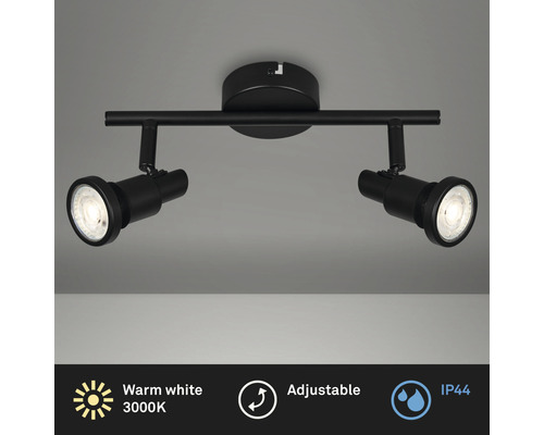 Zwarte plafondlamp met twee verstelbare spots