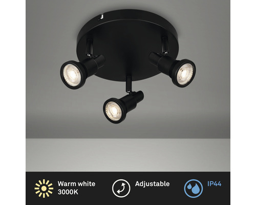 Zwarte plafondlamp met drie verstelbare spots