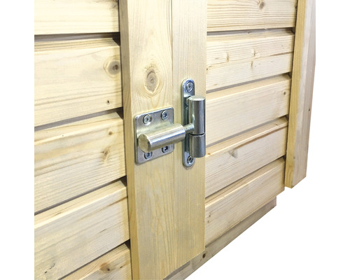 Detailopname van een houten kast met grendelsluiting