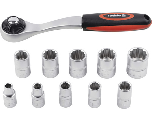 Ratelsleutel met dopsleutelbits van Meister