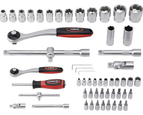 Meister dopsleutelset met ratels, verlengstukken, bits en doppen