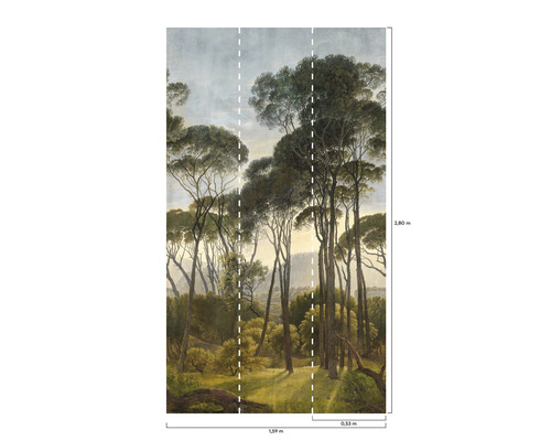 Fotobehang met bosmotief en maataanduidingen