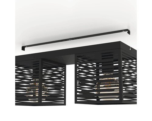 Zwarte plafondlamp met twee lampen