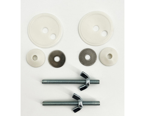 Bevestigingsset voor toiletzittingen met schroeven, moeren en ringen