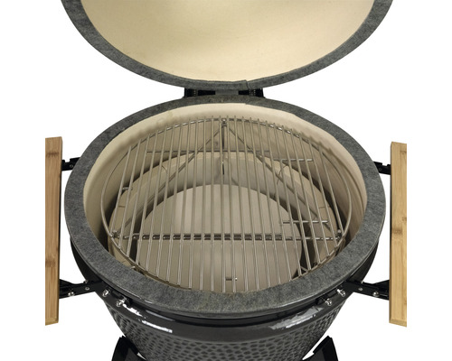 Keramische barbecue met grillrooster en open deksel