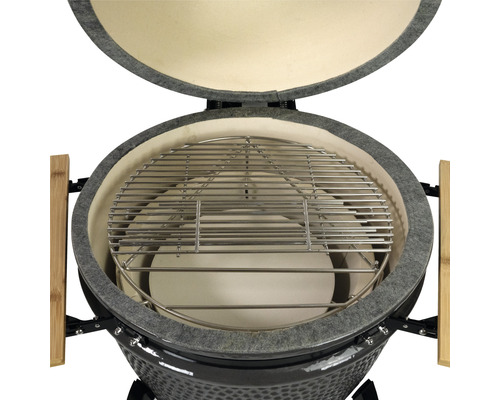 Keramische barbecue met open deksel en grillrooster