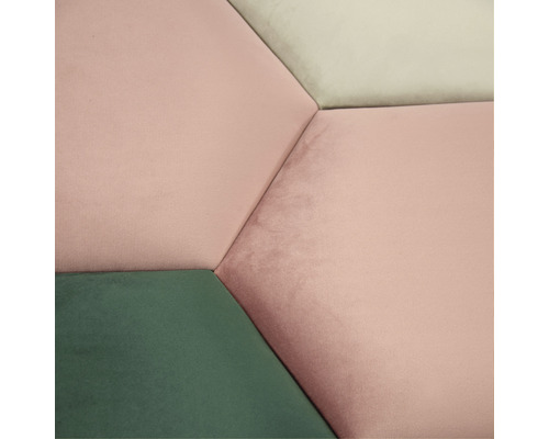 Close-up van veelkleurige, zeshoekige stoffen panelen