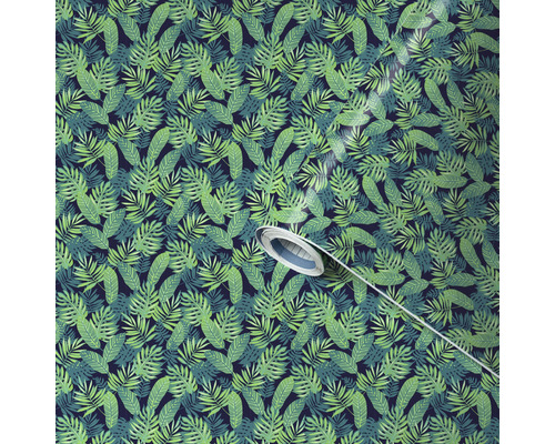VENILIA Plakfolie zelfklevend motief bladeren 45x200 cm Behang met tropisch bladpatroon en meetgereedschap