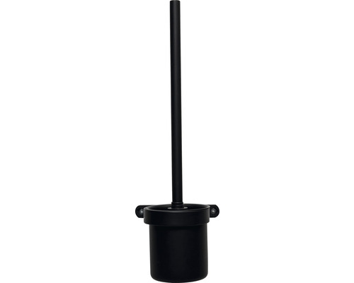 Zwarte toiletborstelgarnituur met borstel en houder
