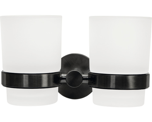 Dubbele tandenborstelbekerhouder met twee melkglazen bekers voor wandmontage