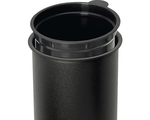 Zwarte container met open deksel