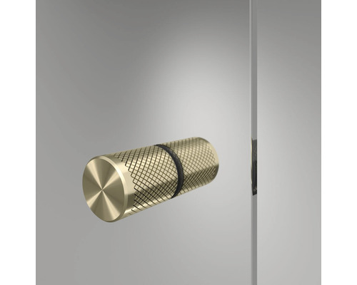 Metalen deurknop met karteling op glas