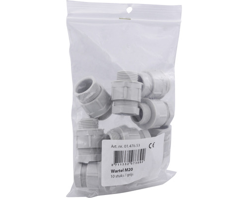 Kunststof kabelwartels M20, 10 stuks in een verpakking