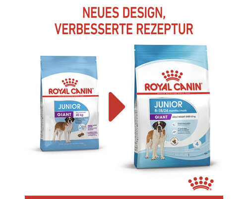 Royal Canin Junior Giant hondenvoer, nieuw ontwerp, verbeterde receptuur