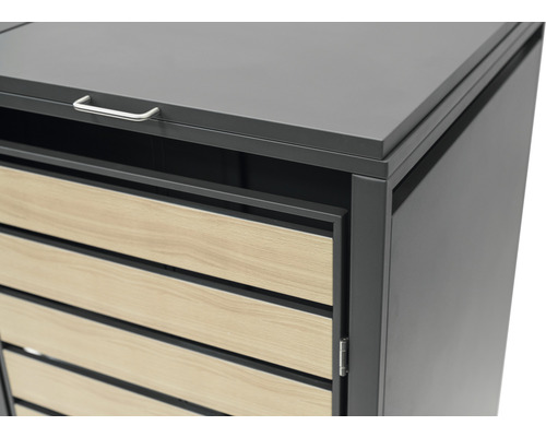 Tuinkast met houten deuren en metalen frame