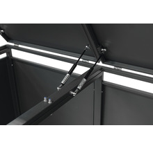 Detailopname van een open opbergbox met gasveren