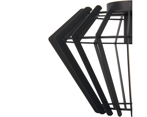 Close-up van een zwarte draadplafondlamp