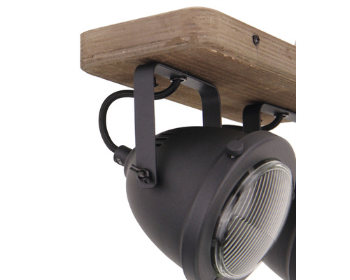 Plafondlamp met hout en spots