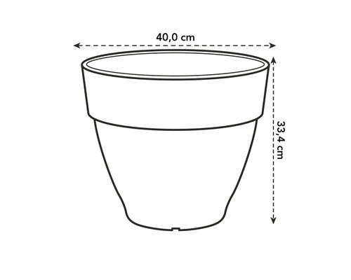 Plantpot met afmetingen 40,0 cm breed en 33,4 cm hoog