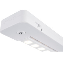Witte LED onderbouwlamp met schakelaar voor helderheidsregeling.