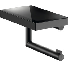 Zwarte toiletpapierhouder met opbergplank