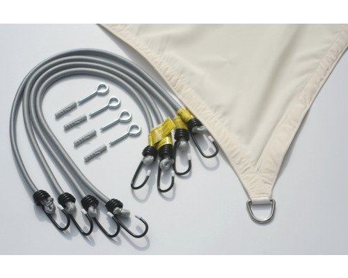 Zonnescherm met spanbanden, schroefhaken en pluggen