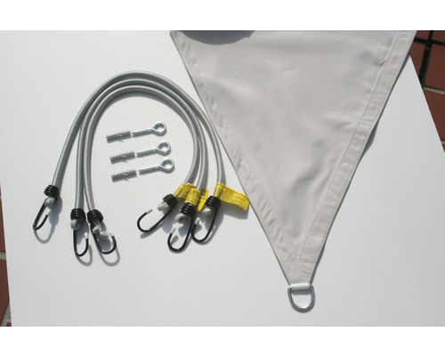 Zonnescherm met bevestigingstouwen, schroefhaken en pluggen