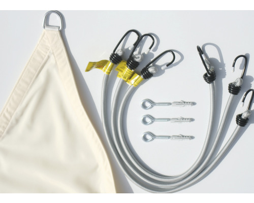 Zonnescherm met spanbanden en bevestigingsmateriaal