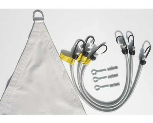 Driehoekig zonnescherm met bevestigingsset inclusief touwspanners en oogschroeven