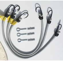 Elastische banden met haken en oogschroeven met pluggen