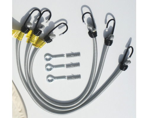 Elastische banden met haken en oogschroeven met pluggen