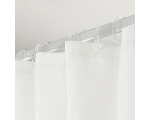 Douchegordijnroede met douchegordijnringen en douchegordijn