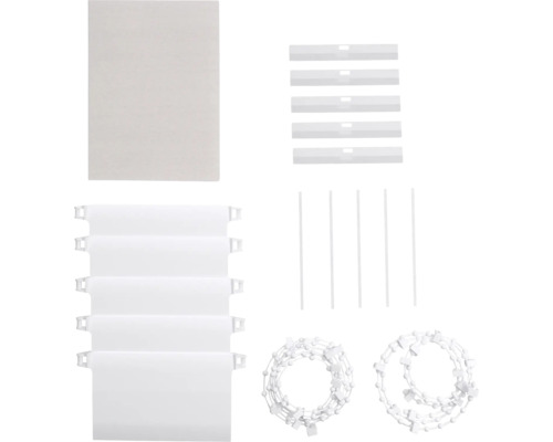 Accessoires voor lamellen, inclusief lamellen, verbindingsstukken en bedieningsketting