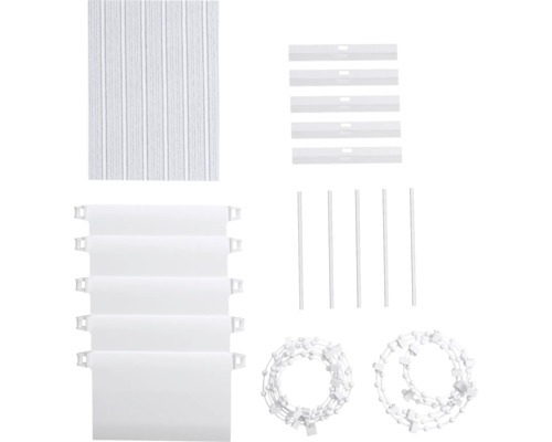 Reserveonderdelen voor jaloezieën, inclusief lamellen, kantelstaven en optrekkoorden