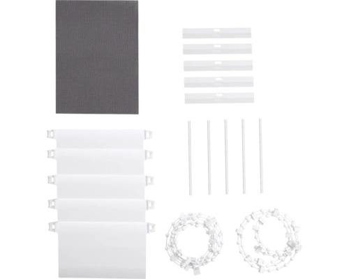 Verticale jaloezieën reserveonderdelen set met lamellen, verzwaringsplaten, verbindingsstukken en kettingen