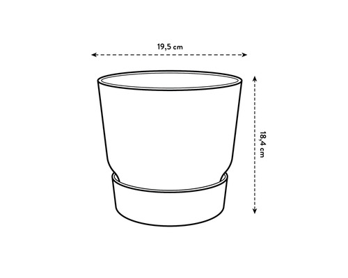 Bloempot met schotel, diameter 19,5 cm, hoogte 18,4 cm