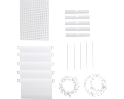 Accessoires voor lamellen, inclusief verzwaringsplaatjes, verbindingskettingen en draaistaven