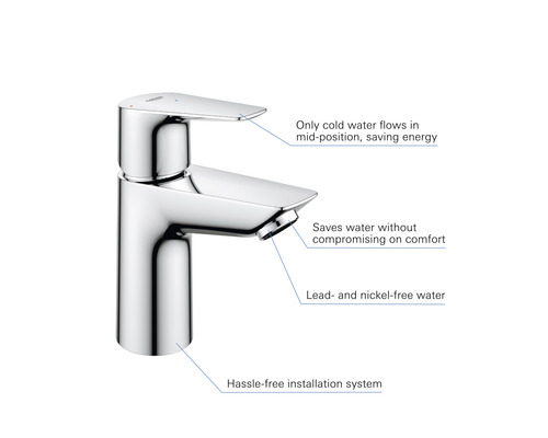 Metalen eenhendelmengkraan met waterbesparingsfunctie