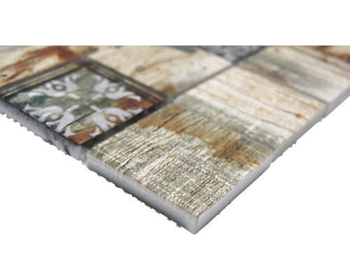 Mozaïektegel met hout- en patroondesign