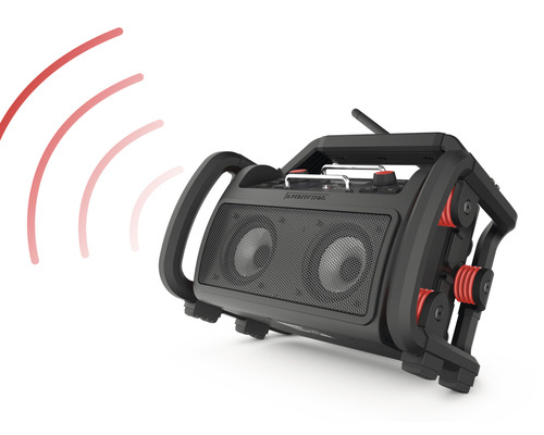 Zwarte draagbare luidspreker met twee luidsprekers