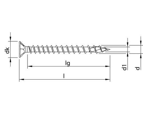 Technische tekening van een schroef met afmetingen