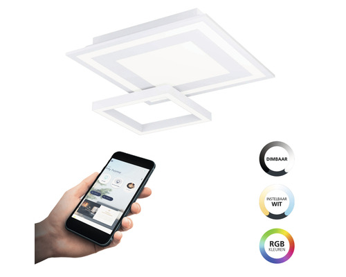 Vierkante plafondlamp met smartphonebediening
