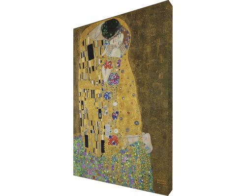 Reproductie van Gustav Klimts schilderij De Kus op canvas