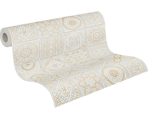 Behangrol met grafisch tegeldesign