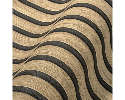 Behang met houtlook en golvend patroon