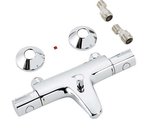 Grohe opbouwthermostaatkraan met S-koppelingen en rozetten