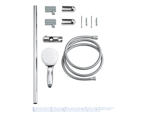 Douchestang met handdouche, doucheslang en bevestigingsmateriaal