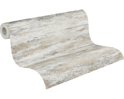 Rol behang met abstract patroon in grijs en beige