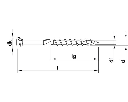 Technische tekening van een schroef met afmetingen